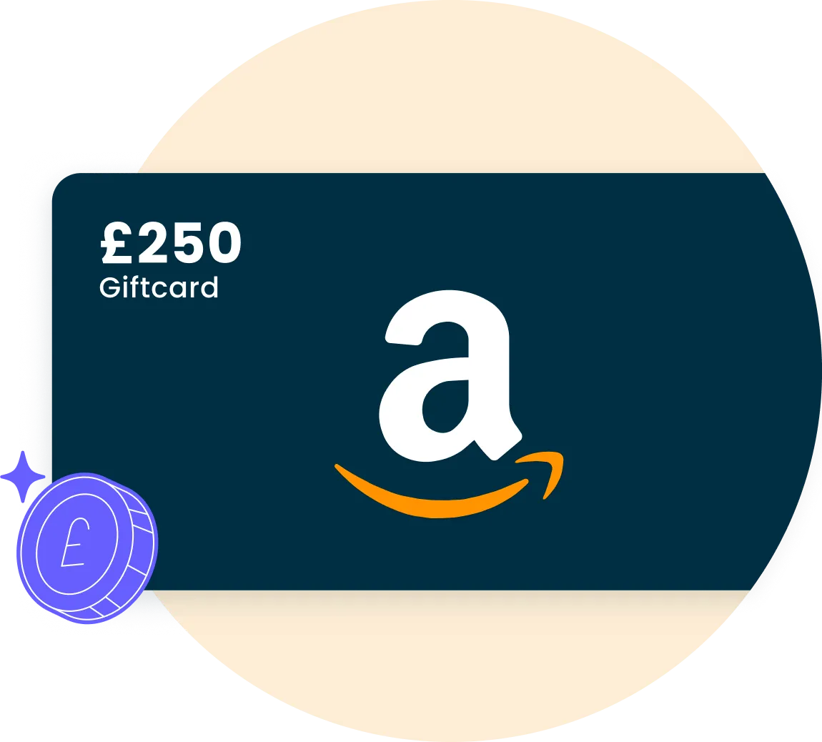 A graphic of an Amazon gift card